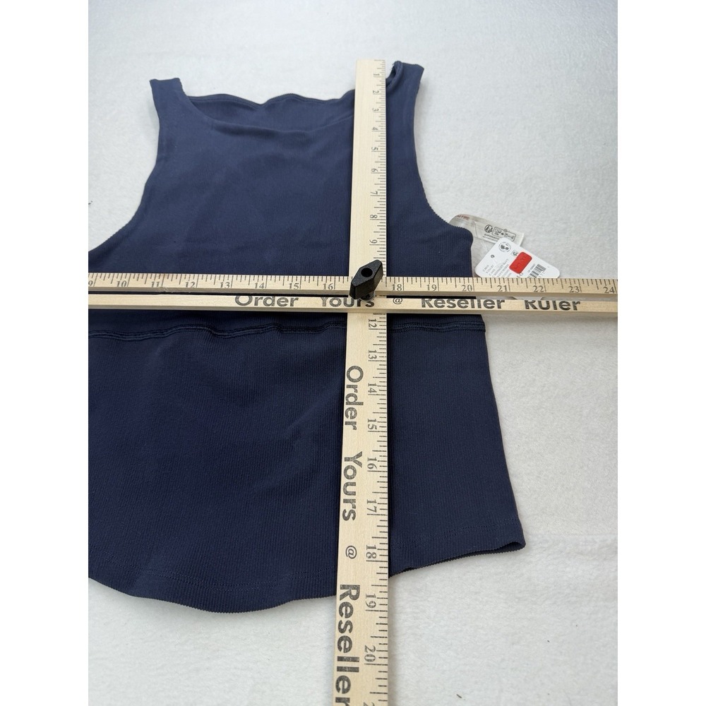 Free People Free Throw Unwind Cami Womens M/L Navy New Ribbed Cut-Out Back - Picture 4 of 6